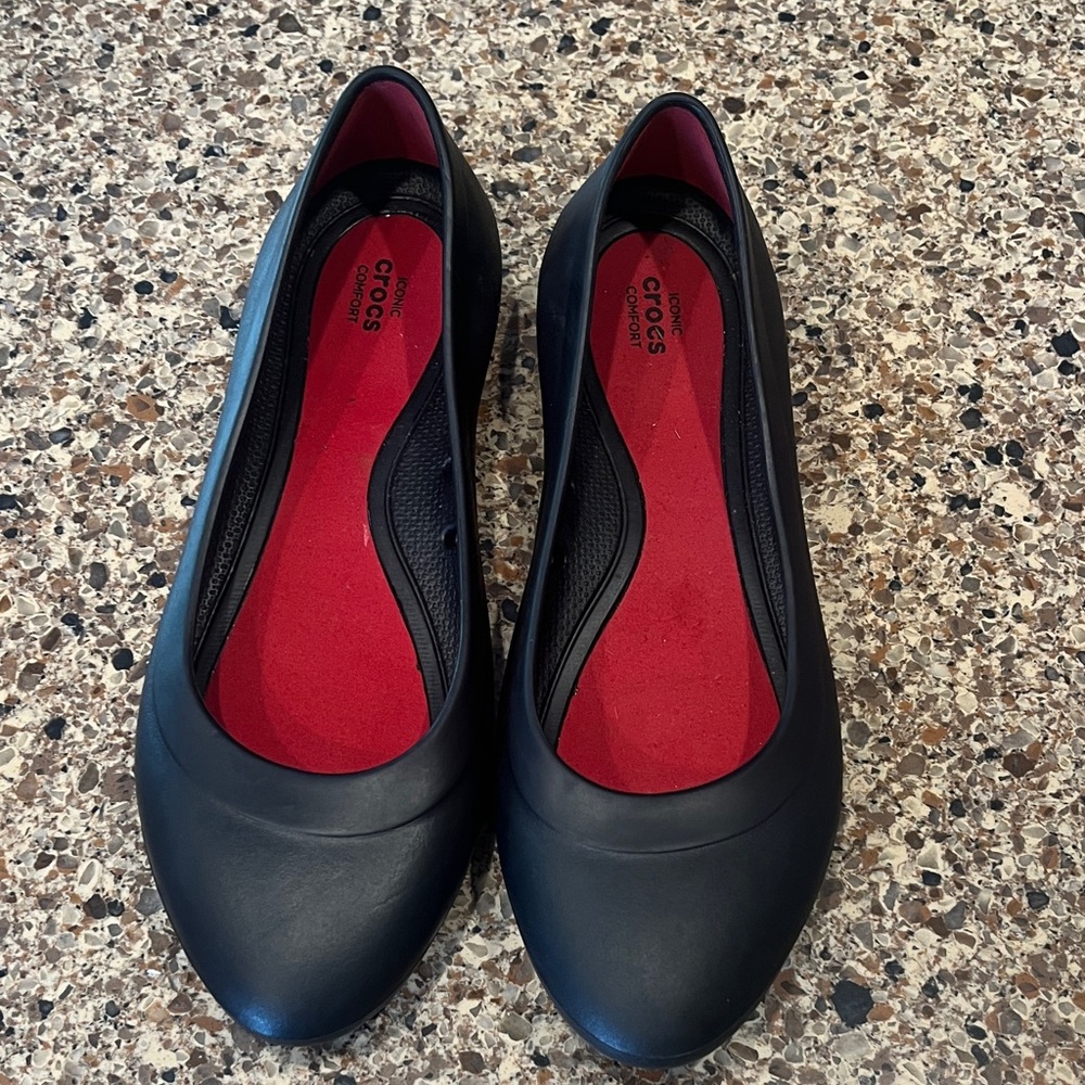 CROCS Women's Black Flats with Red Insole